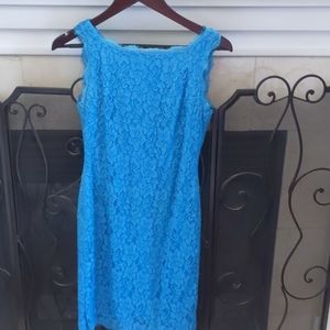 Sky blue lace dress with zip up on back, 6P
